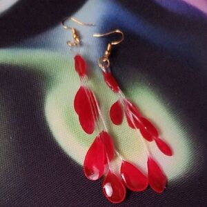 Impecfect Handmade Elegant Red Teardrop Earrings